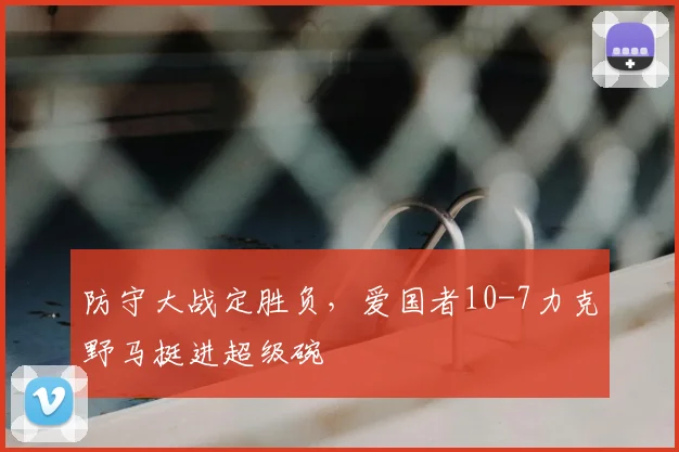 防守大战定胜负，爱国者10-7力克野马挺进超级碗